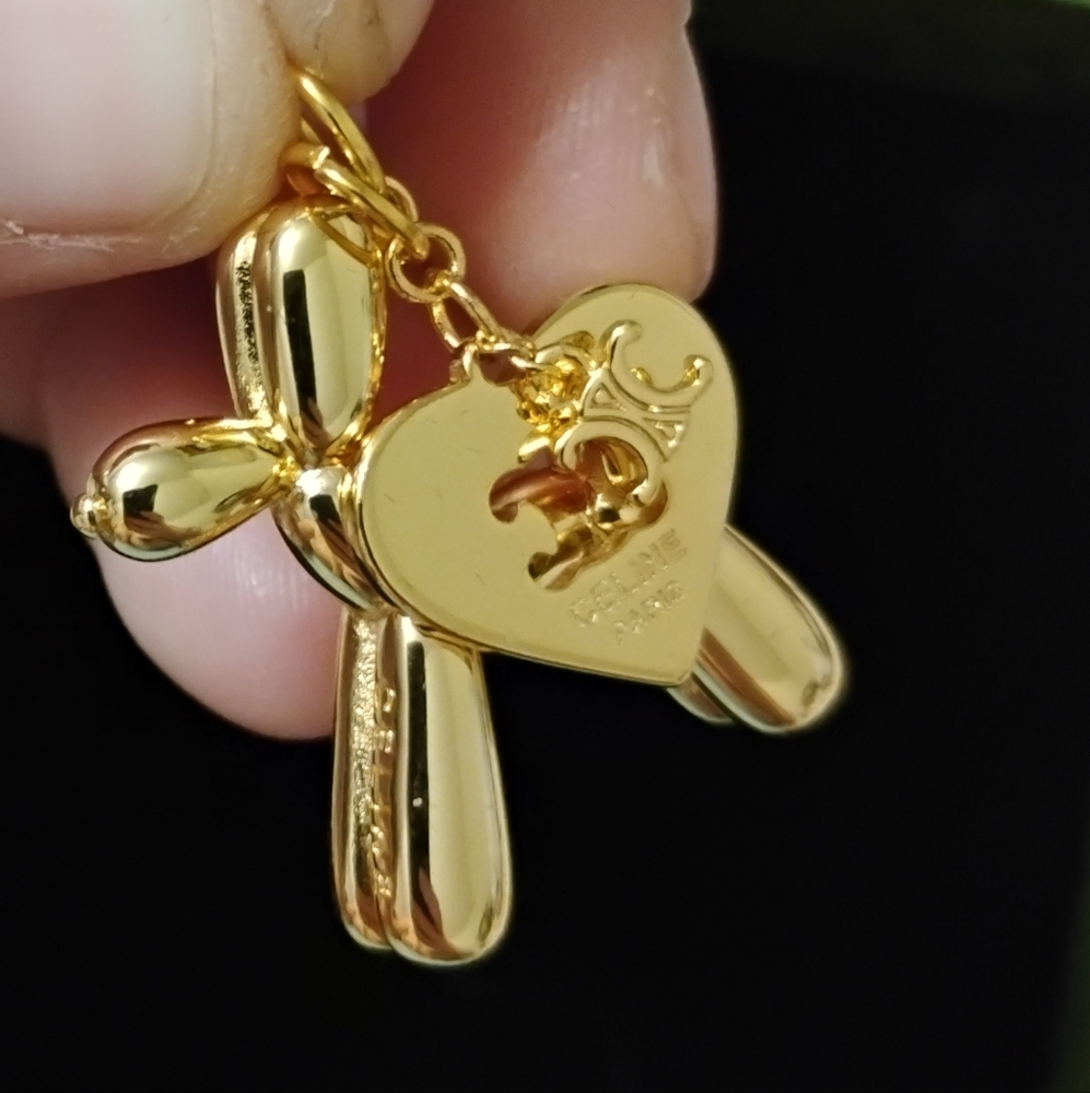Upcycled Gold Balloon Dog Charm With Charms - Picture 10 of 13